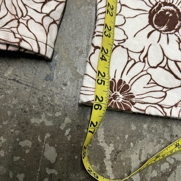 Reformation White and Brown Floral Denim Jeans Pants Size 4 - Picture 6 of 10